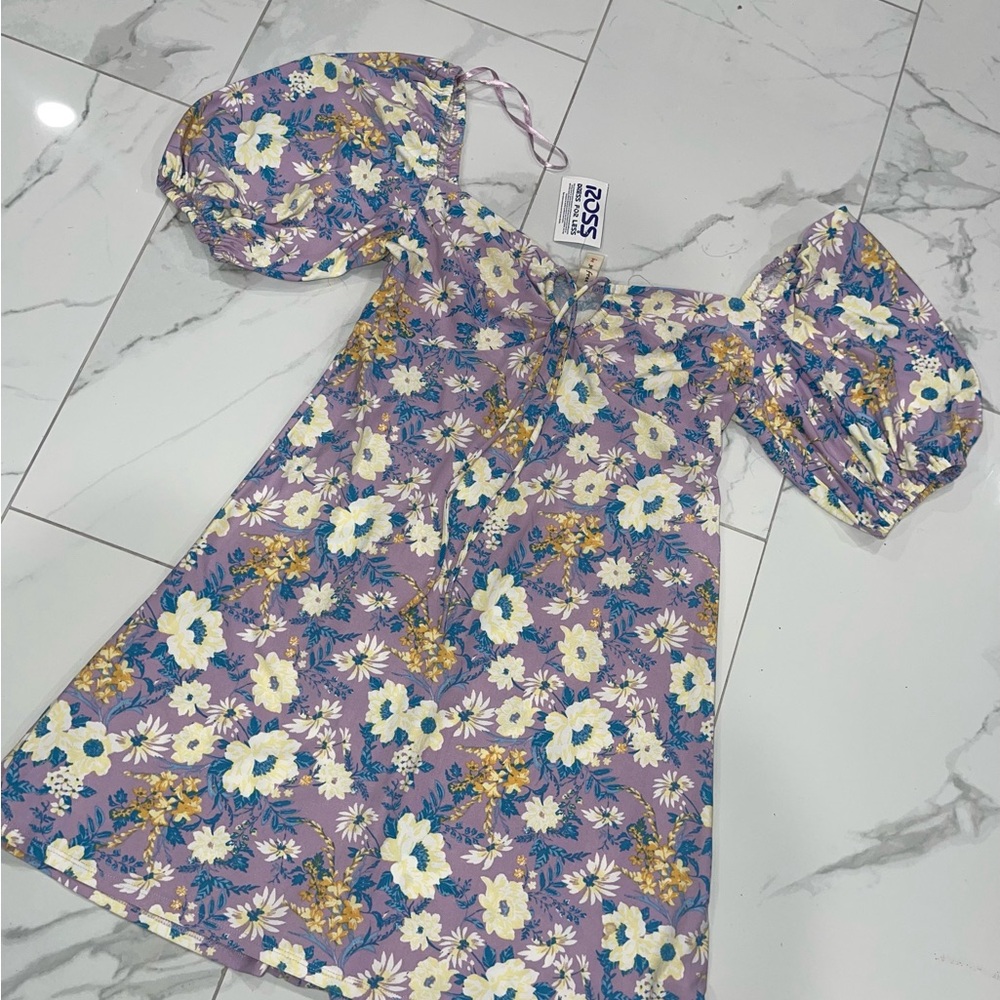 Floral Print Dress with Puff Sleeves